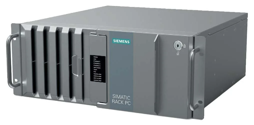 SIMATIC IPC847E Rack PC 4U nhìn từ phía trước, cửa trước có khoá và bảng đèn báo trạng thái